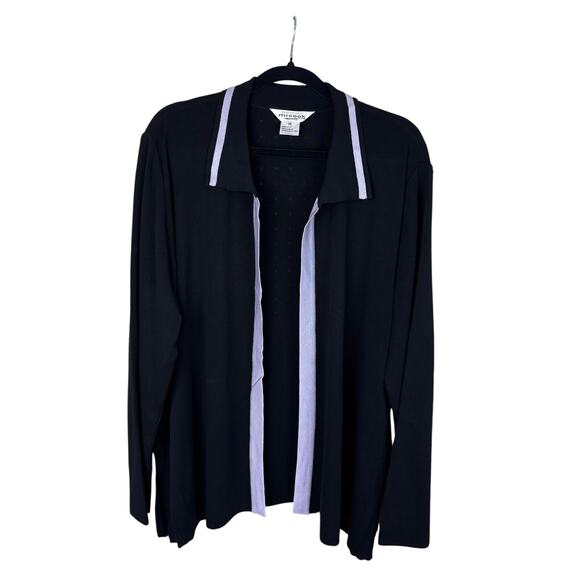 Misook Black Purple Travel Knit Cardigan Women’s 2X Stretch Luxe - Picture 2 of 7